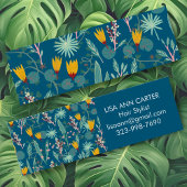 Night Garden Floral Botanical Pattern Blue Mini Visitekaartje