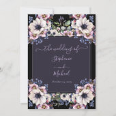 Night Garden Lavender and Black Wedding Invitation Kaart (Achterkant)