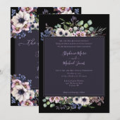 Night Garden Lavender and Black Wedding Invitation Kaart (Voorkant / Achterkant)