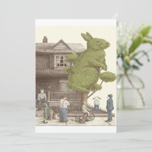 Night Gardener - Rabbit Tree | Rabbit Photo Feestdagenkaart (Staand voorkant)