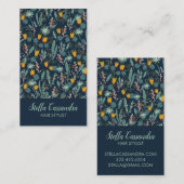 Night Gardens Botanical Pattern Deep Blue Visitekaartje (Voorkant / Achterkant)