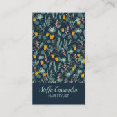 Night Gardens Botanical Pattern Deep Blue Visitekaartje (Voorkant)
