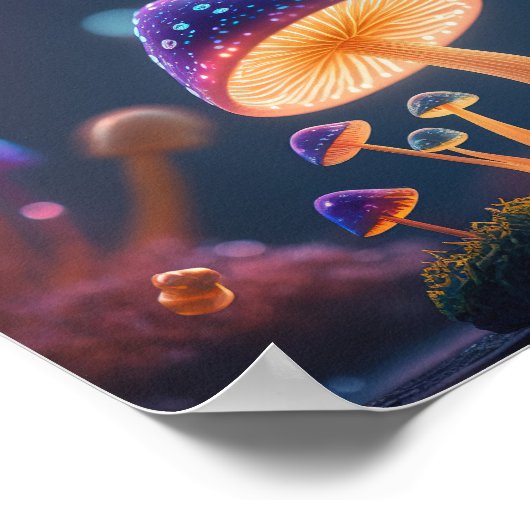 Night Glow Paarse Paddenstoelen Poster (Hoek)