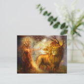 Night Goddess en Lion Briefkaart (Staand voorkant)