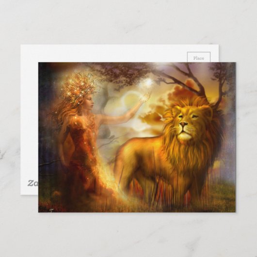 Night Goddess en Lion Briefkaart (Voorkant / Achterkant)