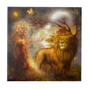 Night Goddess en Lion Tegeltje
