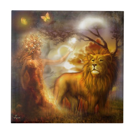 Night Goddess en Lion Tegeltje (Voorkant)