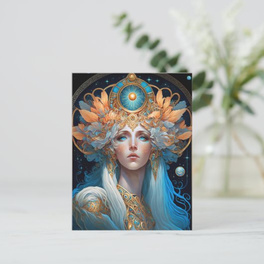 Night Goddess Queen Fantasy Art Briefkaart (Staand voorkant)