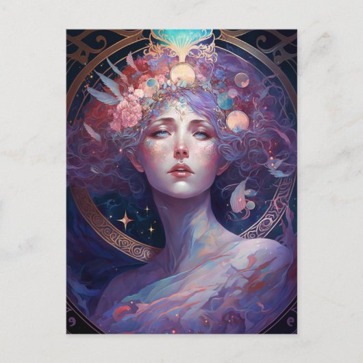Night Goddess Queen Fantasy Art Briefkaart (Voorkant)