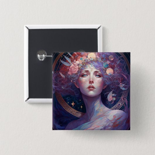 Night Goddess Queen Fantasy Art Button (Voorkant /achterkant)