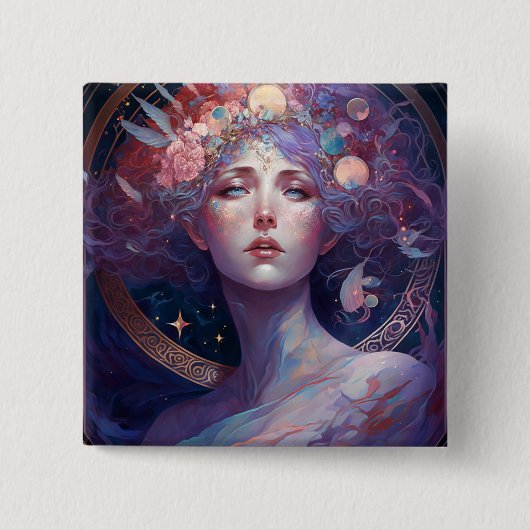 Night Goddess Queen Fantasy Art Button (Voorkant)