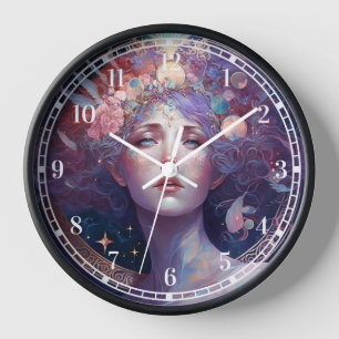 Night Goddess Queen Fantasy Art Clock