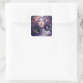Night Goddess Queen Fantasy Art Square Sticker (Tas)