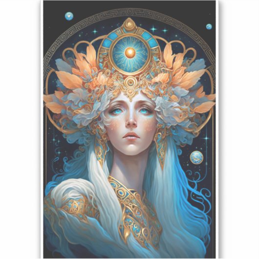 Night Goddess Queen Fantasy Art Sticker (Voorkant)