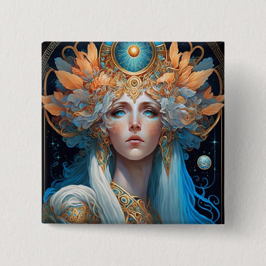 Night Goddess Queen Fantasy Art Vierkante Button 5,1 Cm (Voorkant)