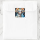 Night Goddess Queen Fantasy Art Vierkante Sticker (Tas)