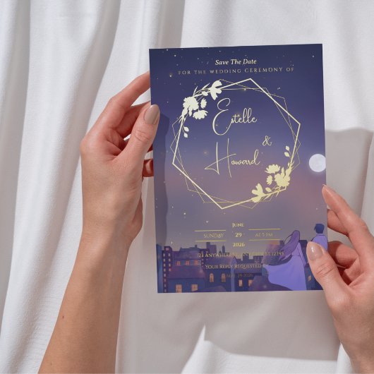 Night Gold Save the Date Folie Uitnodiging