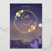 Night Gold Save the Date Folie Uitnodiging (Voorkant)