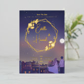 Night Gold Save the Date Folie Uitnodiging (Staand Voorkant)