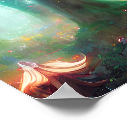 Night Green Mythical Forest - Dreamweaver Fantasy  Poster (Hoek)