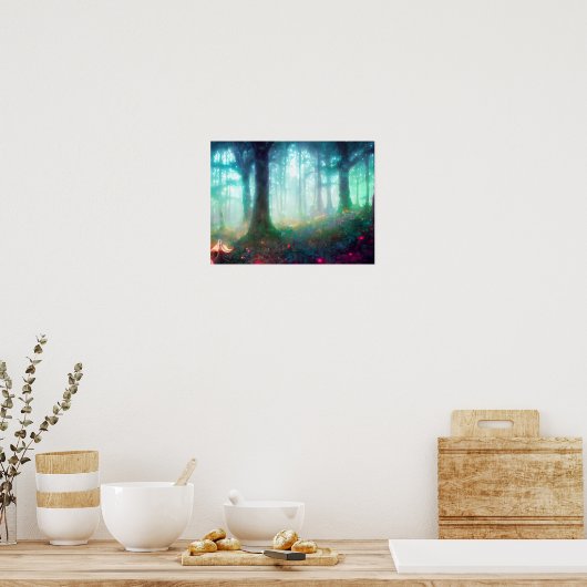 Night Green Mythical Forest - Dreamweaver Fantasy  Poster (Keuken)