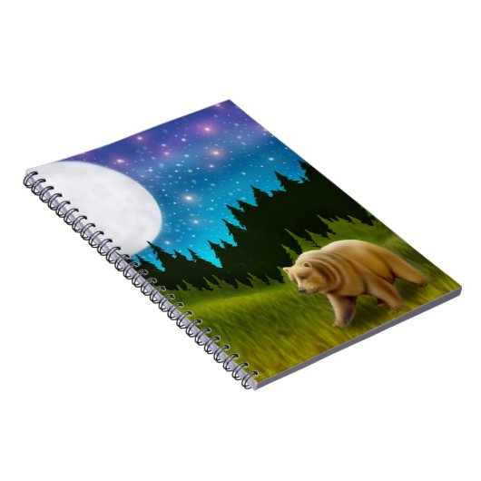 Night Grizzly-Beer laptop Notitieboek (Rechterzijde)
