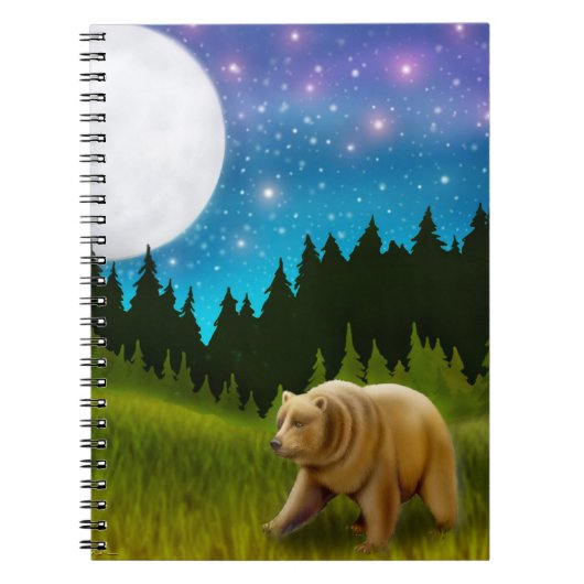 Night Grizzly-Beer laptop Notitieboek (Voorkant)