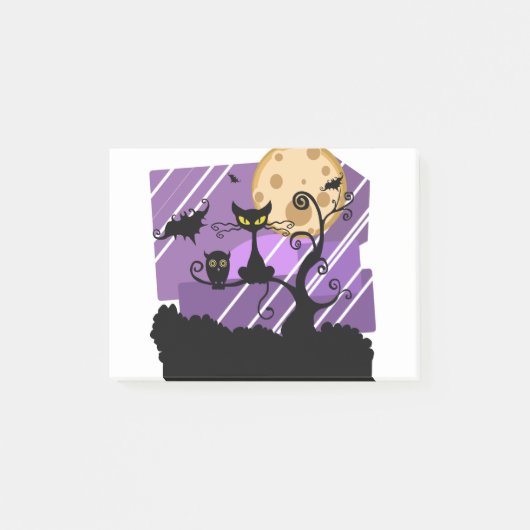 Night Halloween Moon Cat Tree Outside Owl Bat Post-it® Notes (Voorkant)