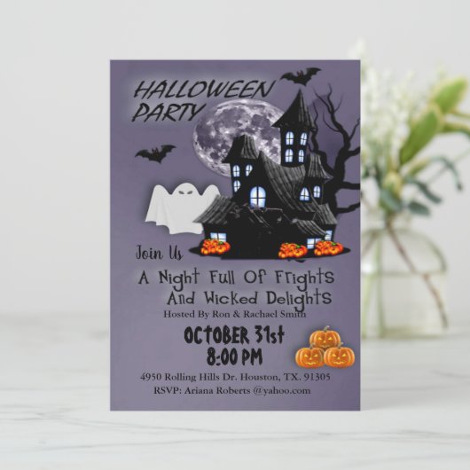 Night Halloween-uitnodiging Kaart (Staand voorkant)