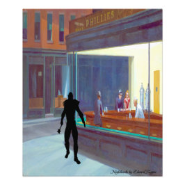 Night Hawks door Edward Hopper (Gewijzigd) Foto Afdruk