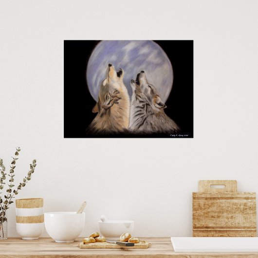Night Howls (Wolven) Poster (Keuken)