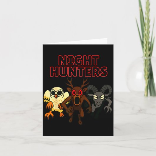 Night Hunters. 3 Animals In The Forest. Cool Gamer Kaart (Voorkant)