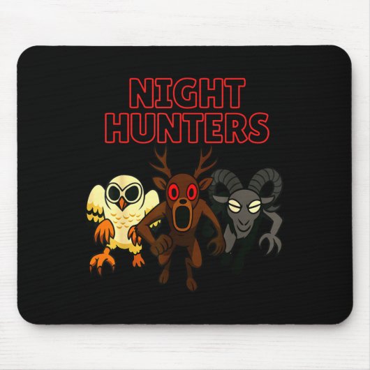 Night Hunters. 3 Animals In The Forest. Cool Gamer Muismat (Voorkant)