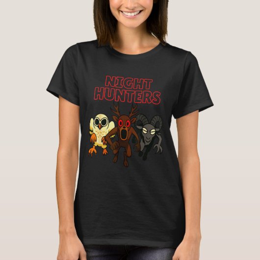 Night Hunters. 3 Animals In The Forest. Cool Gamer T-shirt (Voorkant)
