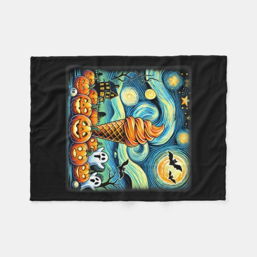 Night Ice Cream Cone Halloween Fleece Deken (Voorkant (Horizontaal))