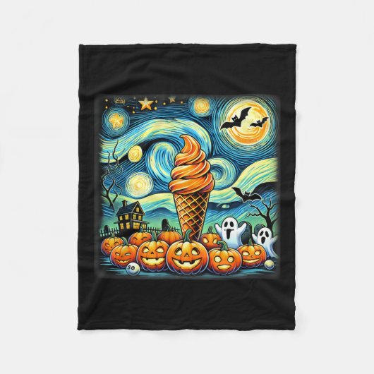 Night Ice Cream Cone Halloween Fleece Deken (Voorkant)