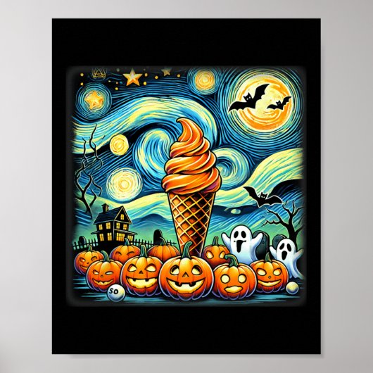 Night Ice Cream Cone Halloween Poster (Voorkant)