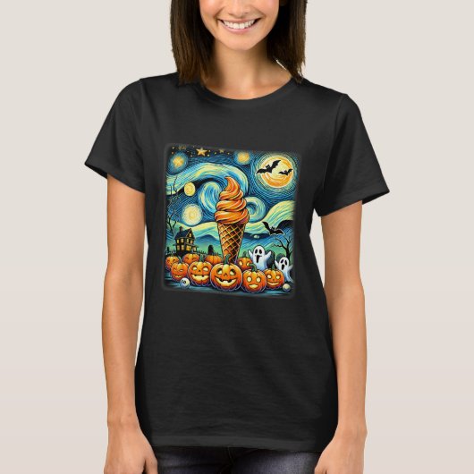 Night Ice Cream Cone Halloween T-shirt (Voorkant)