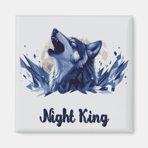 Night King: een huilende wolf met maan Magneet