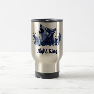 Night King: een huilende wolf met maan Reisbeker