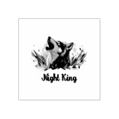 Night King: een huilende wolf met maan Rubberstempel (Afrduk)