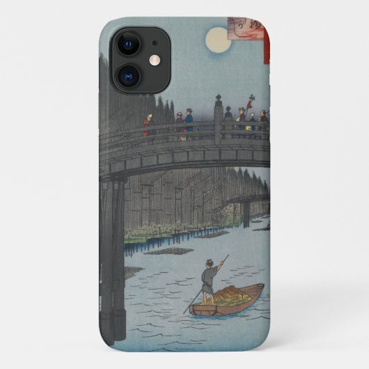 Night Kyobashi Bridge  Ukiyo-e Japanse kunst Case-Mate iPhone Case (Achterkant)