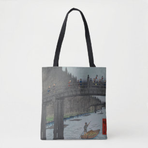 Night Kyobashi Bridge  Ukiyo-e Japanse kunst Tote Bag