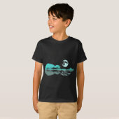Night Lake Acoustic Guitar Reflections Cool Guitar T-shirt (Voorkant volledig)