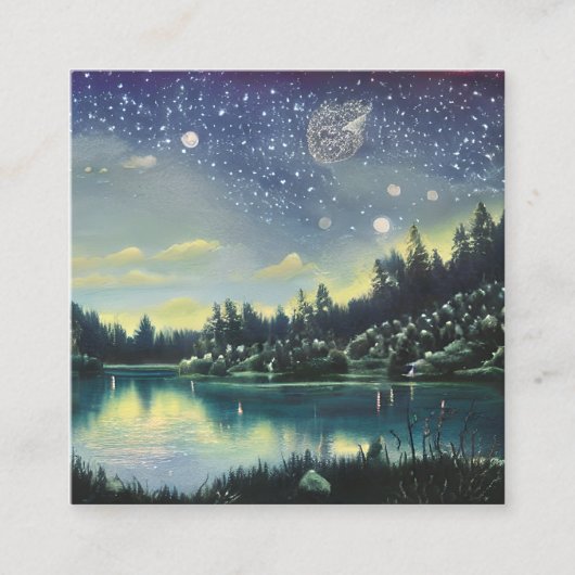 Night Lake Graphic Vierkante Visitekaartje (Voorkant)