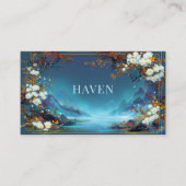 Night Landscape White Rose and Gold Mountain Frame Visitekaartje (Voorkant)