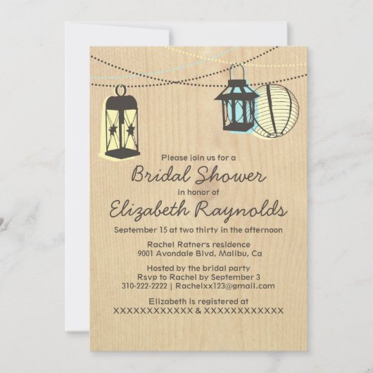 Night Lantern Bridal Shower Invitations Kaart (Voorkant)