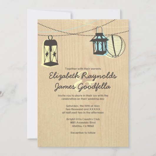 Night Lantern Wedding Invitations Kaart (Voorkant)