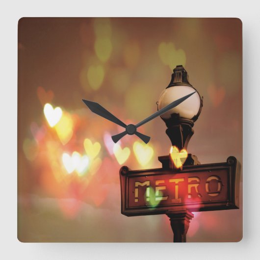 Night Life Paris Vierkante Klok (Voorkant)