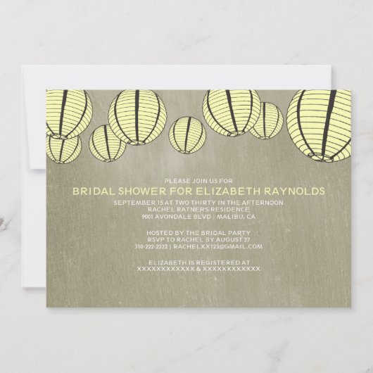Night Light Bridal Shower-uitnodigingen Kaart (Voorkant)